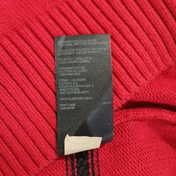 Tommy Hilfiger Men's Medium Red/Blue Striped 100% Cotton Long-Sleeved Sweater - Picture 10 of 10